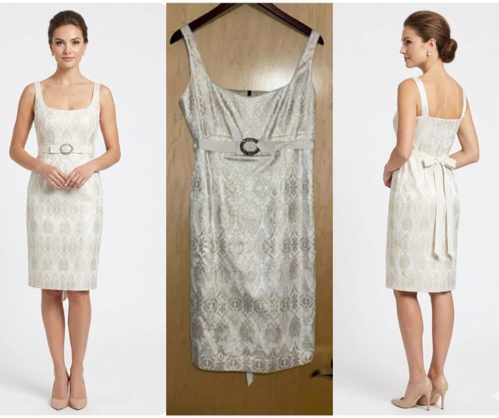 T Tahari Golden Printed Cocktail Dress